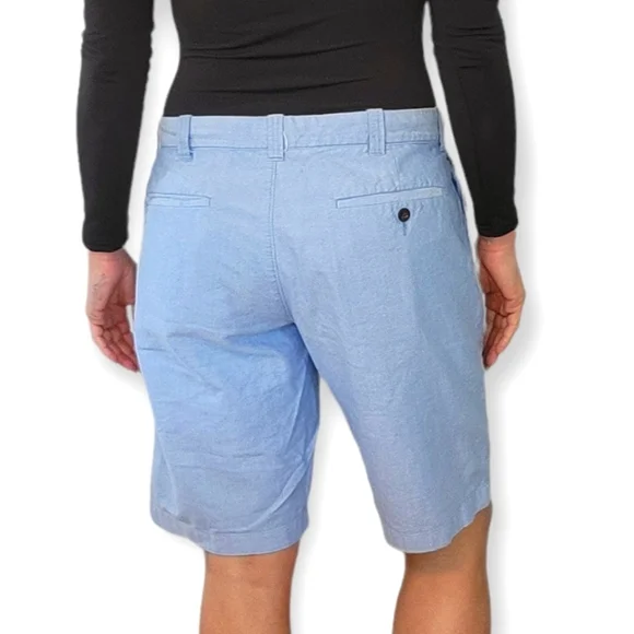 J. Crew Flat Front Cotton Shorts 33x10.5" Blue - Picture 2 of 7